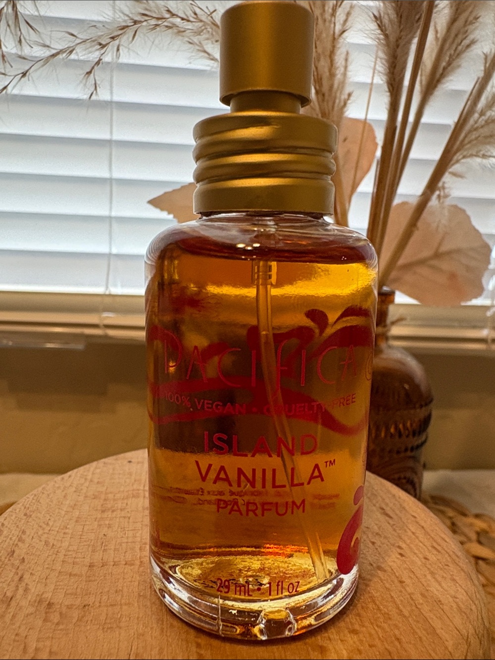 Pacifica Island Vanilla Parfum Spray - gold and amber bottle
